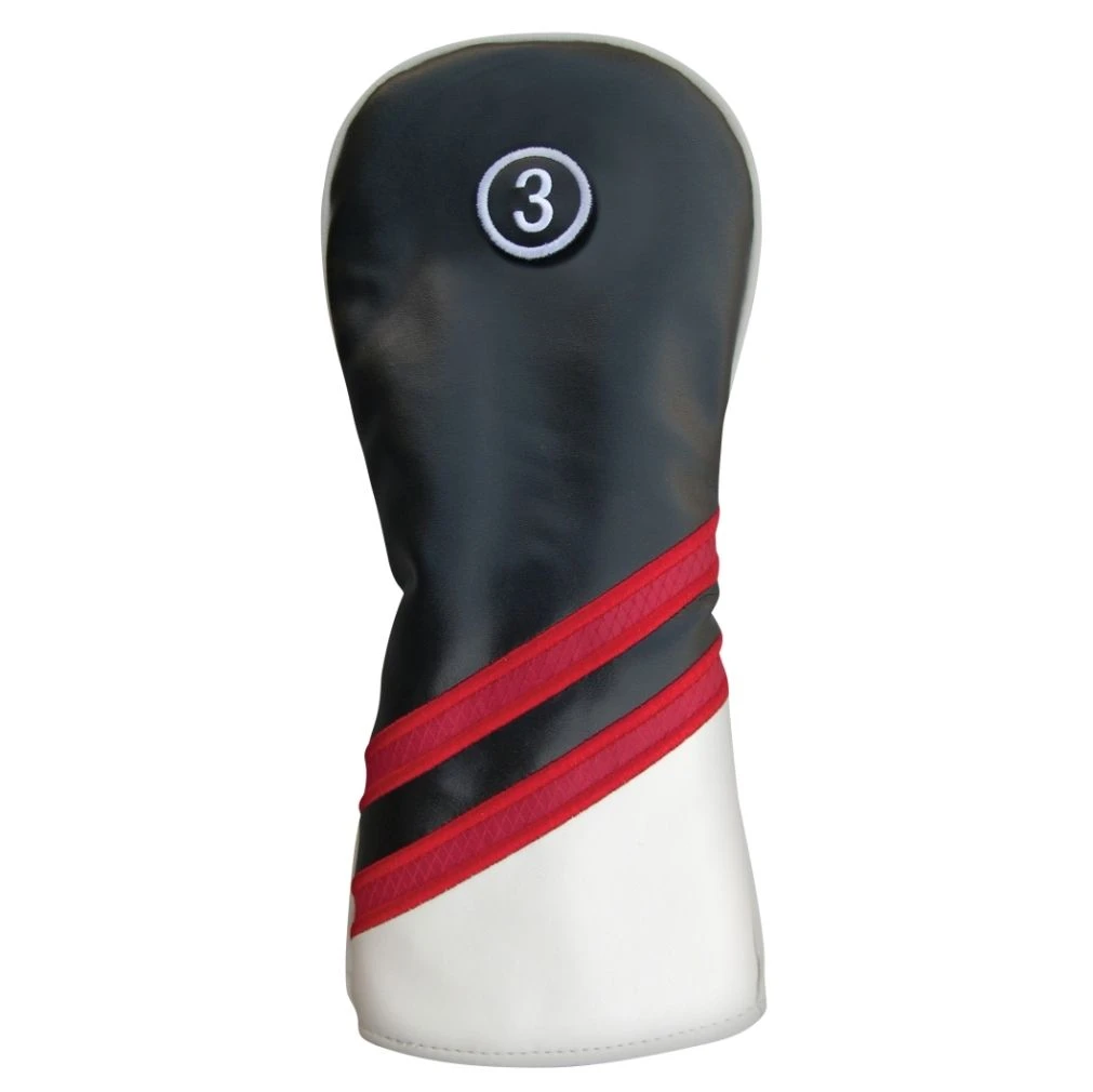 PU Leatherette Headcovers Black/Red/White 5 PU Leatherette Headcovers Black/Red/White - Image 3