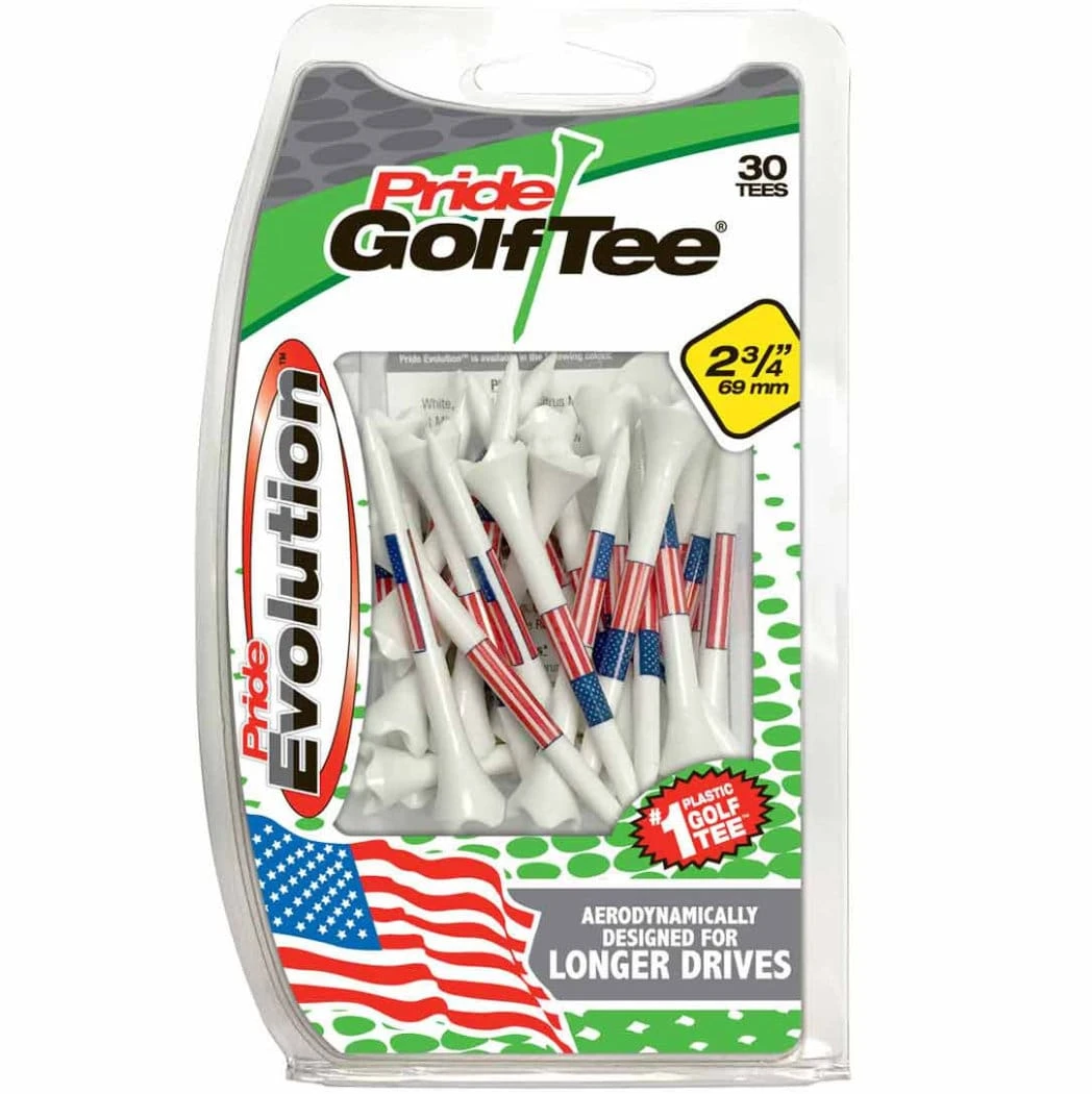 Pride Evolution Plastic American Flat Golf Tees - 30 Pack 3 Pride Evolution Plastic American Flat Golf Tees - 30 Pack
