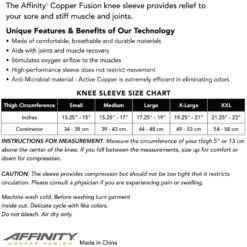 Affinity Copper Fusion Compression Knee Sleeve -Golf Equipment Store d 8906